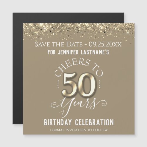 50th Gold Birthday Save the Date  Magnet