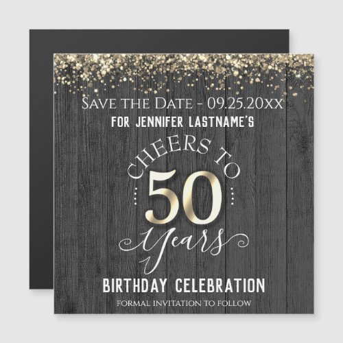 50th Gold Birthday Save the Date  Magnet