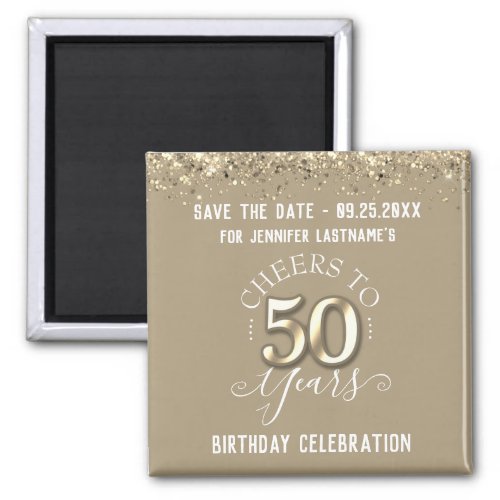 50th Gold Birthday Save the Date  Magnet