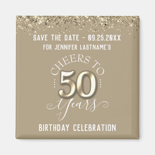 50th Gold Birthday Save the Date  Magnet (Front)