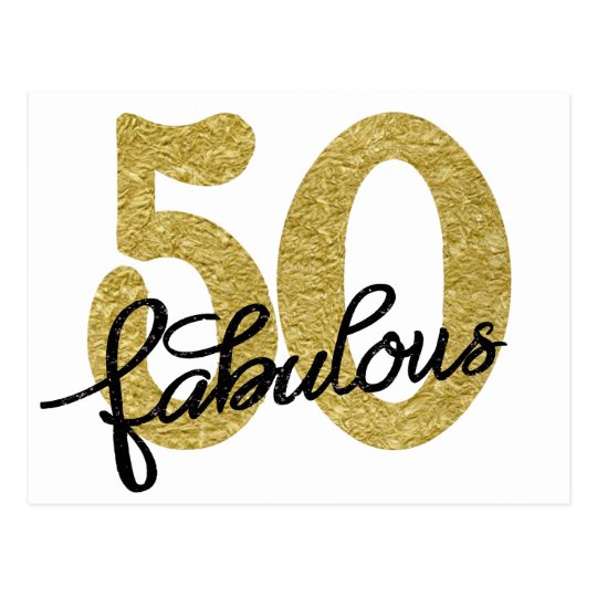 50th Gold Black White | Chic 50 Fabulous Thank You Postcard | Zazzle.com