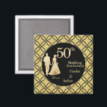 50th Gold Couple Wedding Anniversary Glitter Magnet<br><div class="desc">50th Gold Wedding Anniversary magnet - featuring gold and black glitter on the sides with floral black glitter and the Golden glitter couple, this magnet stands for an unique, elegant, chic 50th Wedding Anniversary keepsake that can be offered to your Guests at the Celebration party. This design is made in...</div>