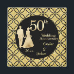 50th Gold Couple Wedding Anniversary Glitter Magnet<br><div class="desc">50th Gold Wedding Anniversary magnet - featuring gold and black glitter on the sides with floral black glitter and the Golden glitter couple, this magnet stands for an unique, elegant, chic 50th Wedding Anniversary keepsake that can be offered to your Guests at the Celebration party. This design is made in...</div>