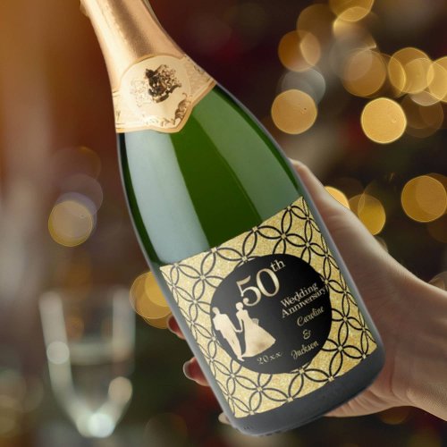 50th Gold Couple Wedding Anniversary Glitter