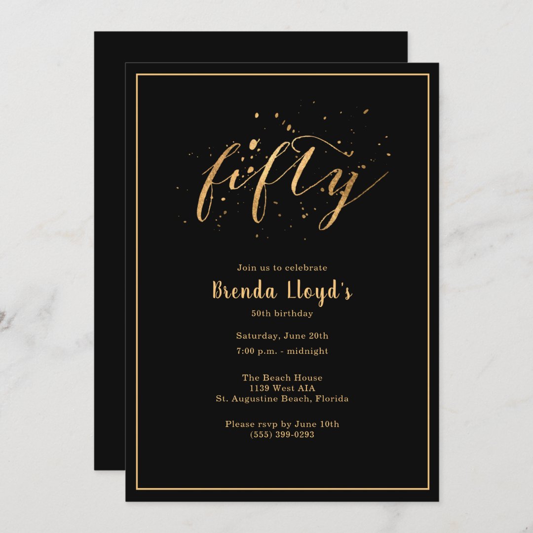 50th Gold Fiftieth Birthday Party Invitation | Zazzle