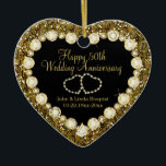 50th Gold Glitter Wedding Anniversary Ceramic Ornament<br><div class="desc">50th Golden Wedding in an elegant gold confetti and diamond heart shape design ready for you to personalize. A beautiful keepsake for the happily married couple celebrating any anniversary. ⭐This Product is 100% Customizable. *****Click on CUSTOMIZE BUTTON to add, delete, move, resize, changed around, rotate, etc... any of the graphics...</div>