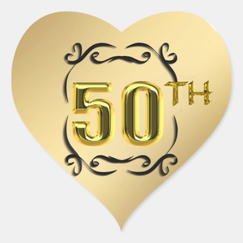 50th Gold Heart Seals And Stickers