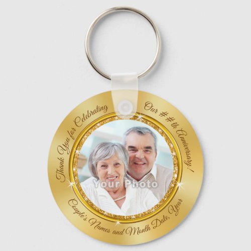 50th Gold Party Favors Photo Party Favors Keychain