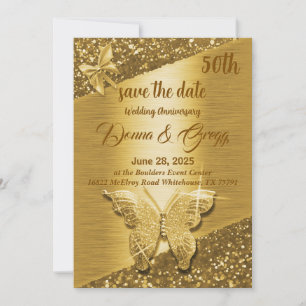50th gold save the date wedding anniversary invitation