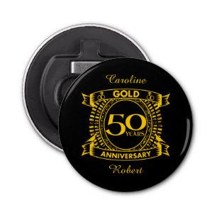 50th Gold Wedding Anniversary Bottle Opener