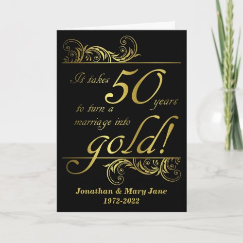 50th Gold Wedding Anniversary Card