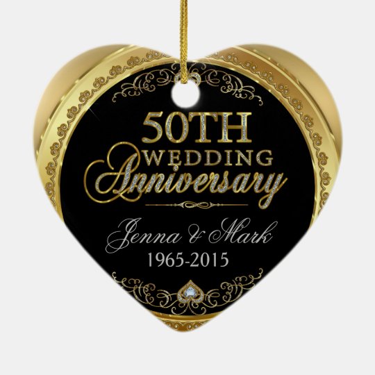 50th Gold Wedding Anniversary Ceramic Ornament | Zazzle.com