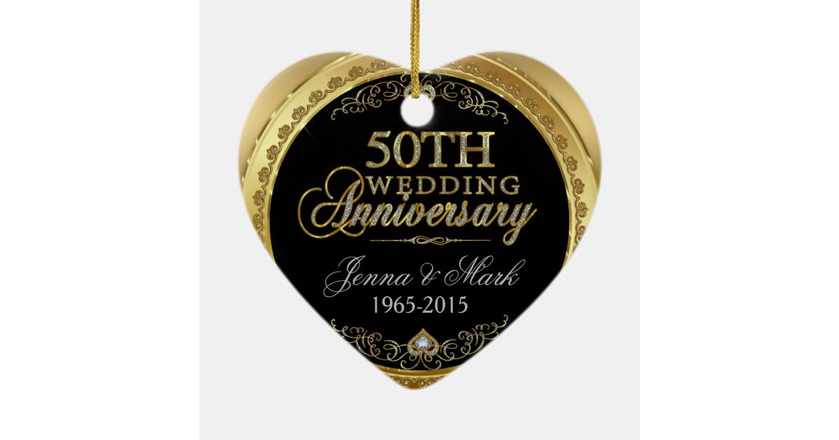 50th Gold Wedding Anniversary Ceramic Ornament | Zazzle.com