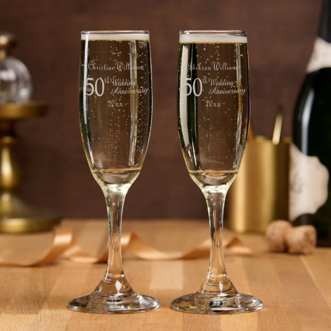 50th Gold Wedding Anniversary  Champagne Flute (Party)