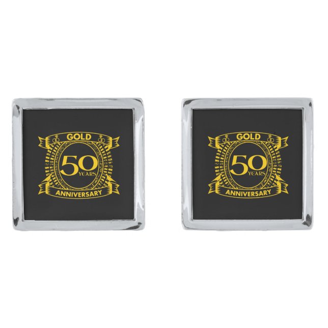 50th Gold Wedding Anniversary Cufflinks (Front)