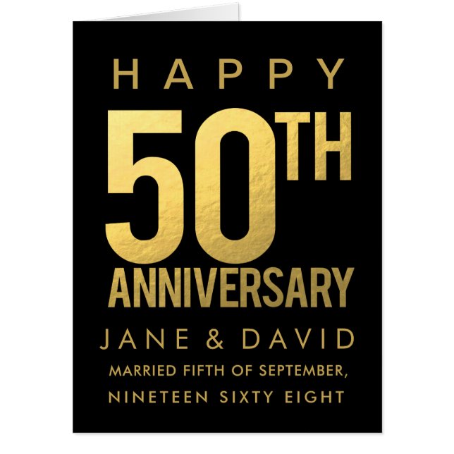 50th Gold Wedding Anniversary Custom Made Giant Card (Front)