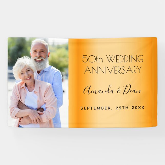 50th gold wedding anniversary custom photo banner (Horizontal)