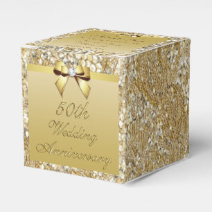 50th Gold Wedding Anniversary Custom Thank You Favor Boxes