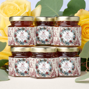 50th Gold Wedding Anniversary Elegant Winter Honey Jar Favors