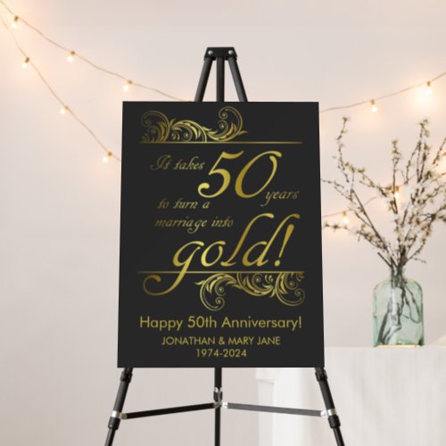 50th Gold Wedding Anniversary Foam Board