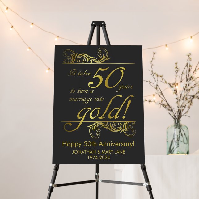 50th Gold Wedding Anniversary Foam Board (In Situ (Stand))