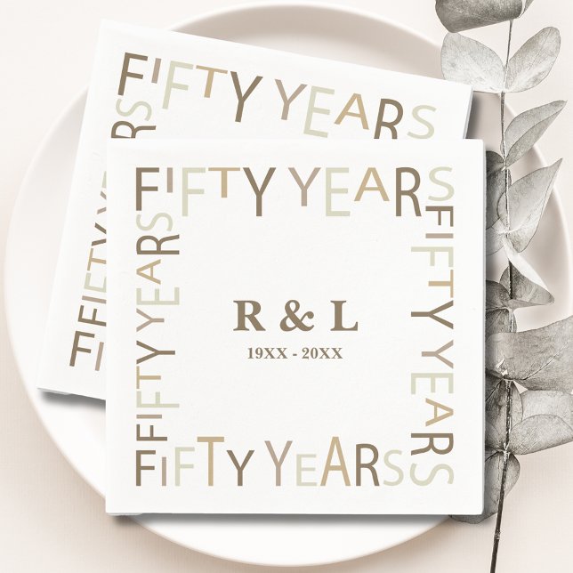 50th Gold Wedding Anniversary Gift Paper Napkins (Creator Uploaded)