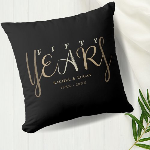 50th Gold Wedding Anniversary Gift Throw Pillow