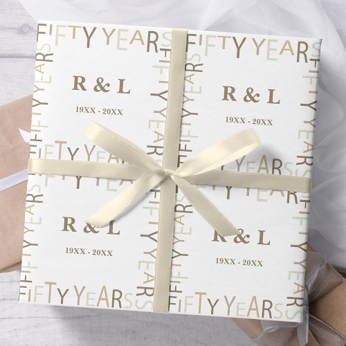 50th Gold Wedding Anniversary Gift Wrapping Paper