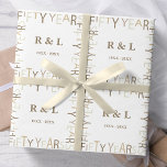 50th Gold Wedding Anniversary Gift Wrapping Paper<br><div class="desc">Unique and modern fifty years wedding anniversary wrapping paper roll. Easily personalize and customize by initials and year(s) for special friends,  couples,  parents or your husband / wife. Be sure to check out the rest of my collection for more gifting ideas.</div>