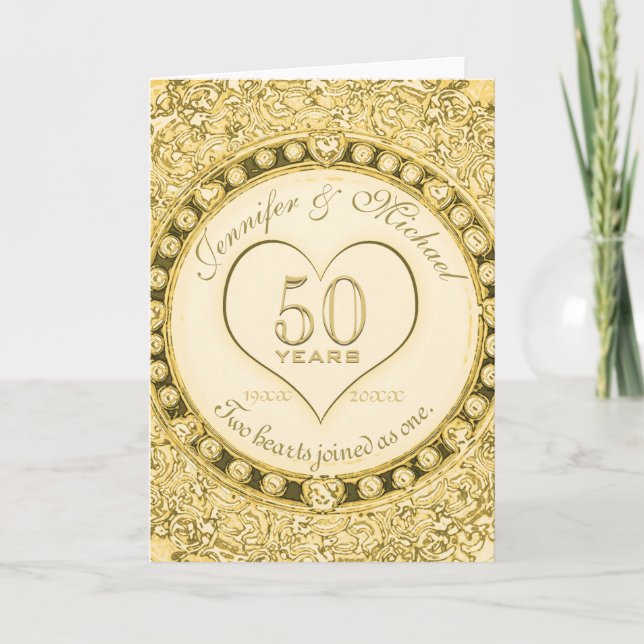 50th Gold Wedding Anniversary Gold Card (Front)