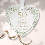 50th Gold Wedding Anniversary Greenery  Ornament<br><div class="desc">Featuring delicate watercolor greenery,  this chic botanical 50th wedding anniversary keepsake can be personalized with your special anniversary details in elegant gold text. Designed by Thisisnotme©</div>