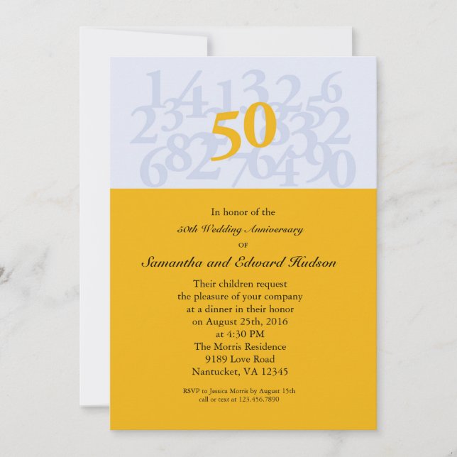 50th Gold Wedding Anniversary Invitation (Front)