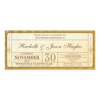 50th Gold Wedding Anniversary Invitation Ticket