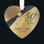 50th Gold Wedding Anniversary Keepsake Design Ornament<br><div class="desc">50th Wedding Anniversary Keepsake Design Ornament. ⭐This Product is 100% Customizable. *****Click on CUSTOMIZE BUTTON to add, delete, move, resize, changed around, rotate, etc... any of the graphics or text. 99% of my designs in my store are done in layers. This makes it easy for you to resize and move...</div>