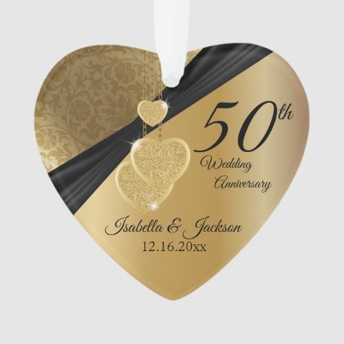 50th Gold Wedding Anniversary Keepsake Design Ornament