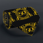 50th Gold Wedding Anniversary Neck Tie<br><div class="desc">A crest style design for a married couple celebrating their 50 year wedding anniversary. This design is gold / yellow with the text Gold 50 years,  anniversary. A romantic,  commemorative gift idea.</div>