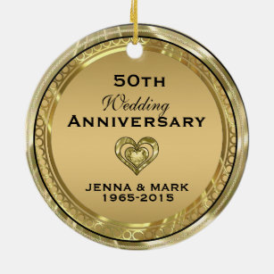 50th Wedding Anniversary Ornaments Keepsake Zazzle 50th Gold Wedding Anniversary Ornament