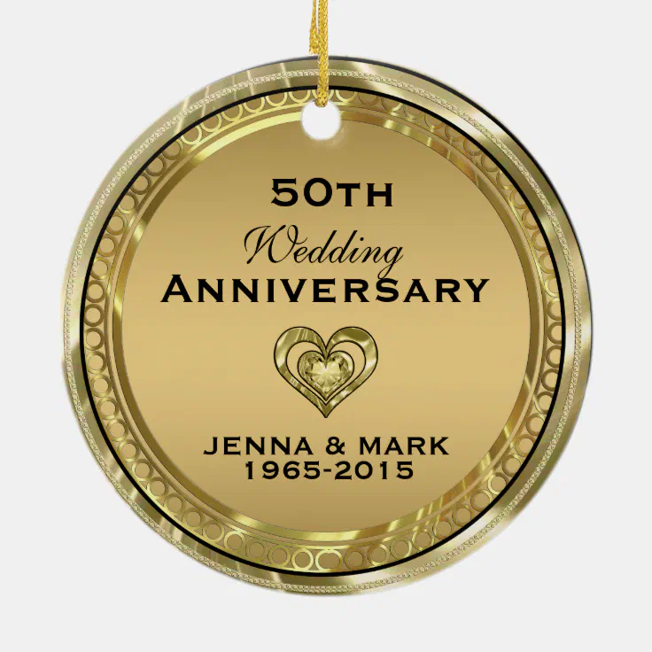 50th Gold Wedding Anniversary Ornament | Zazzle | Anniversary Ornament