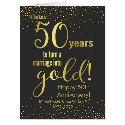 50th Gold Wedding Anniversary Oversized Card