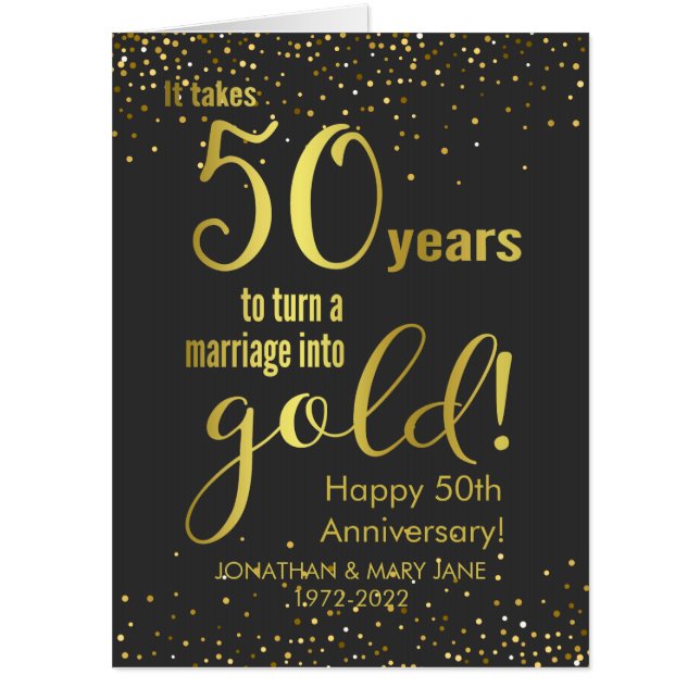 50th Gold Wedding Anniversary Oversized Card (Front)