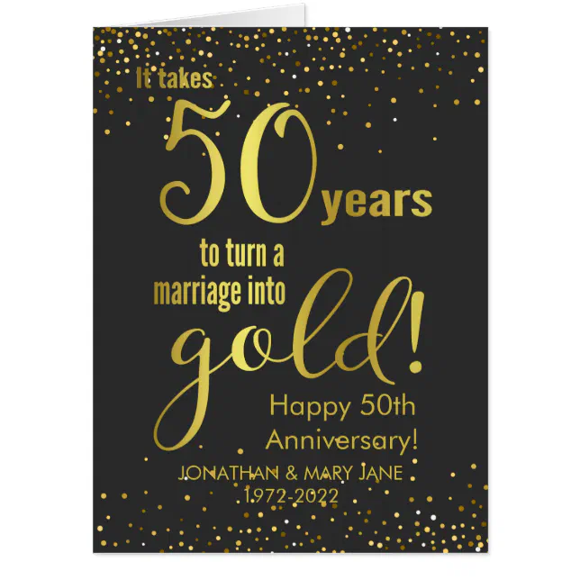 50th Gold Wedding Anniversary Oversized Card | Zazzle