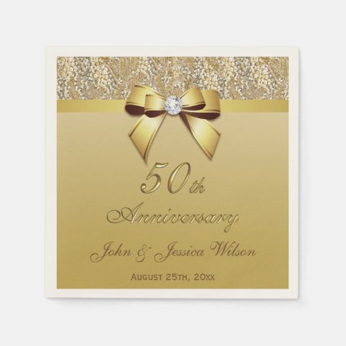 50th Gold Wedding Anniversary Paper Napkins