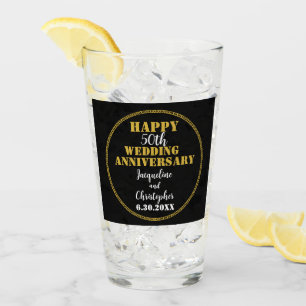 50th Gold Wedding Anniversary Party Glass