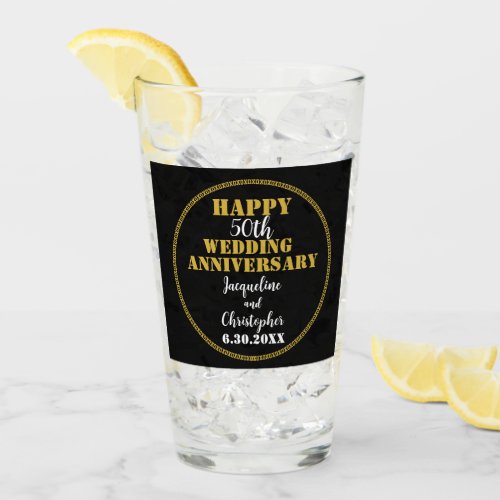 50th Gold Wedding Anniversary Party Glass