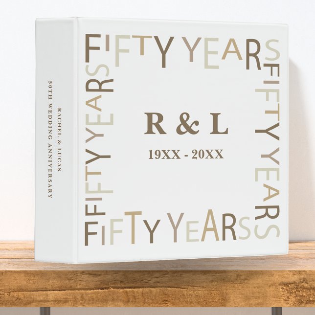 50th Gold Wedding Anniversary Photo Album (White) 3 Ring Binder (Creator Uploaded)