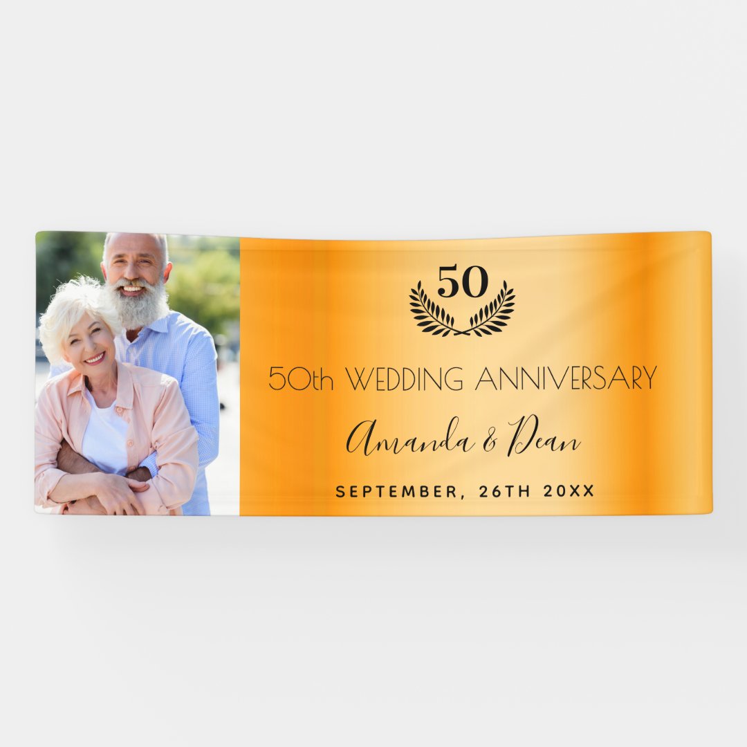 50th Gold Wedding Anniversary Photo Banner Zazzle