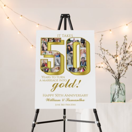 50th Gold Wedding Anniversary Photo Collage Foam Board