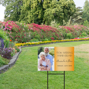 50th gold wedding anniversary photo drive-by sign