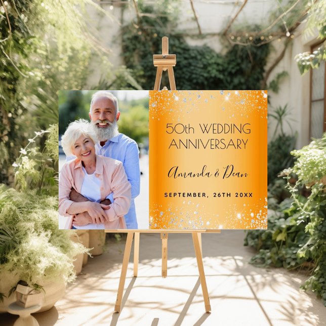 50th gold wedding anniversary photo glitter foam board (Creator Uploaded)