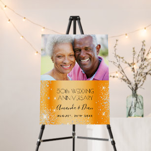 50th gold wedding anniversary photo welcome foam board